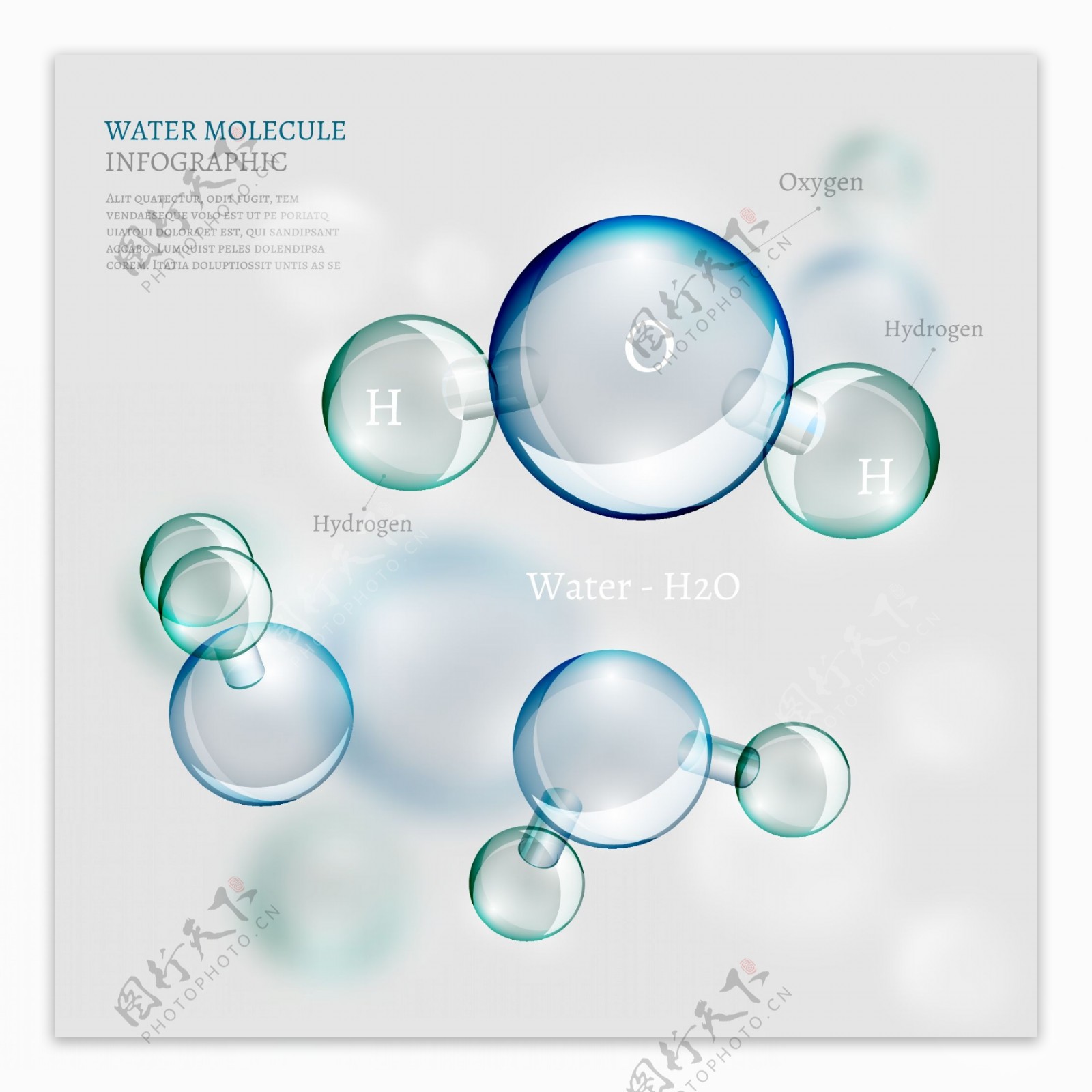 透明水分子信息图表元素矢量素材