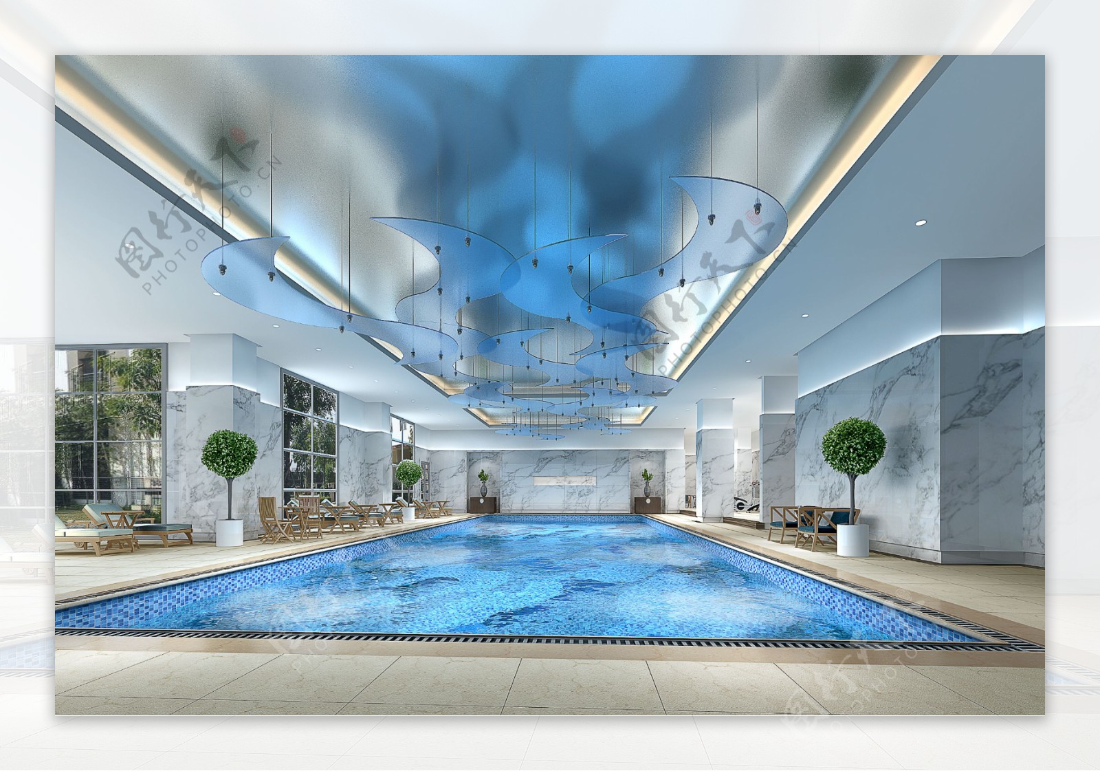 现代大型室内游泳馆装修效果图