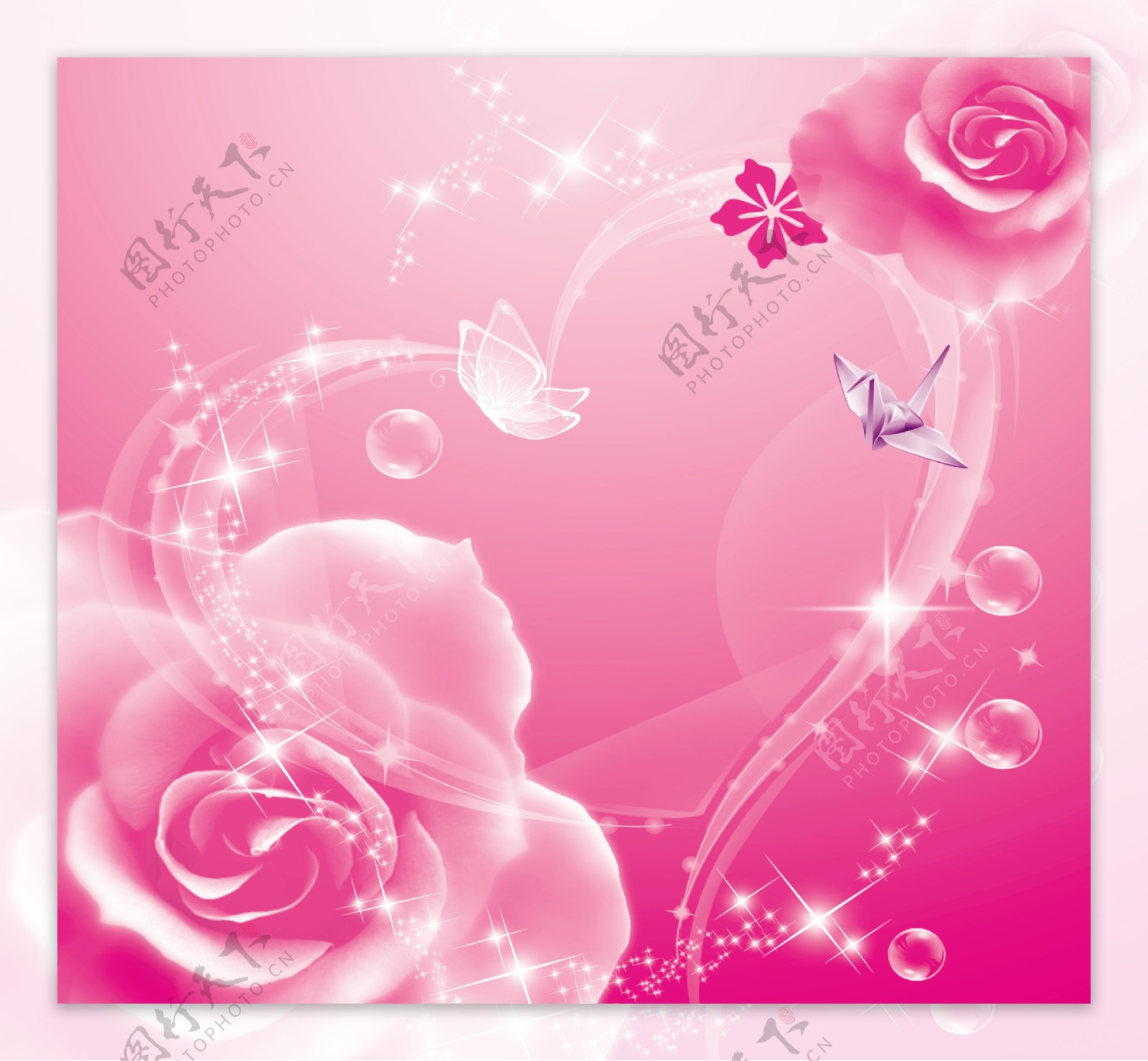 粉色玫瑰花花纹图案玄关背景墙