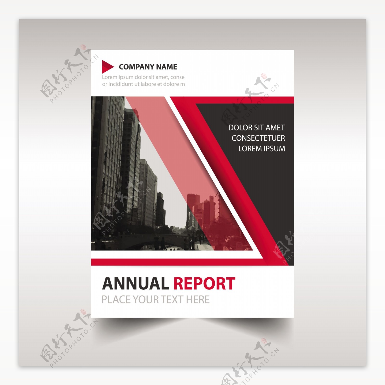 红色年度报告封面模板
