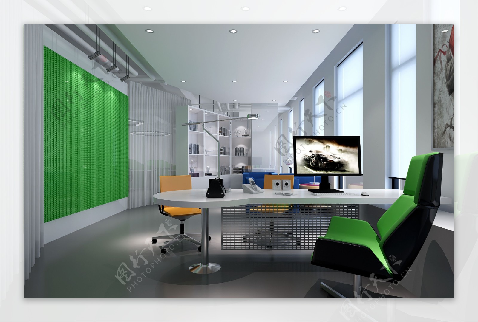 SOHO时尚现代风格办公室会议室效果图