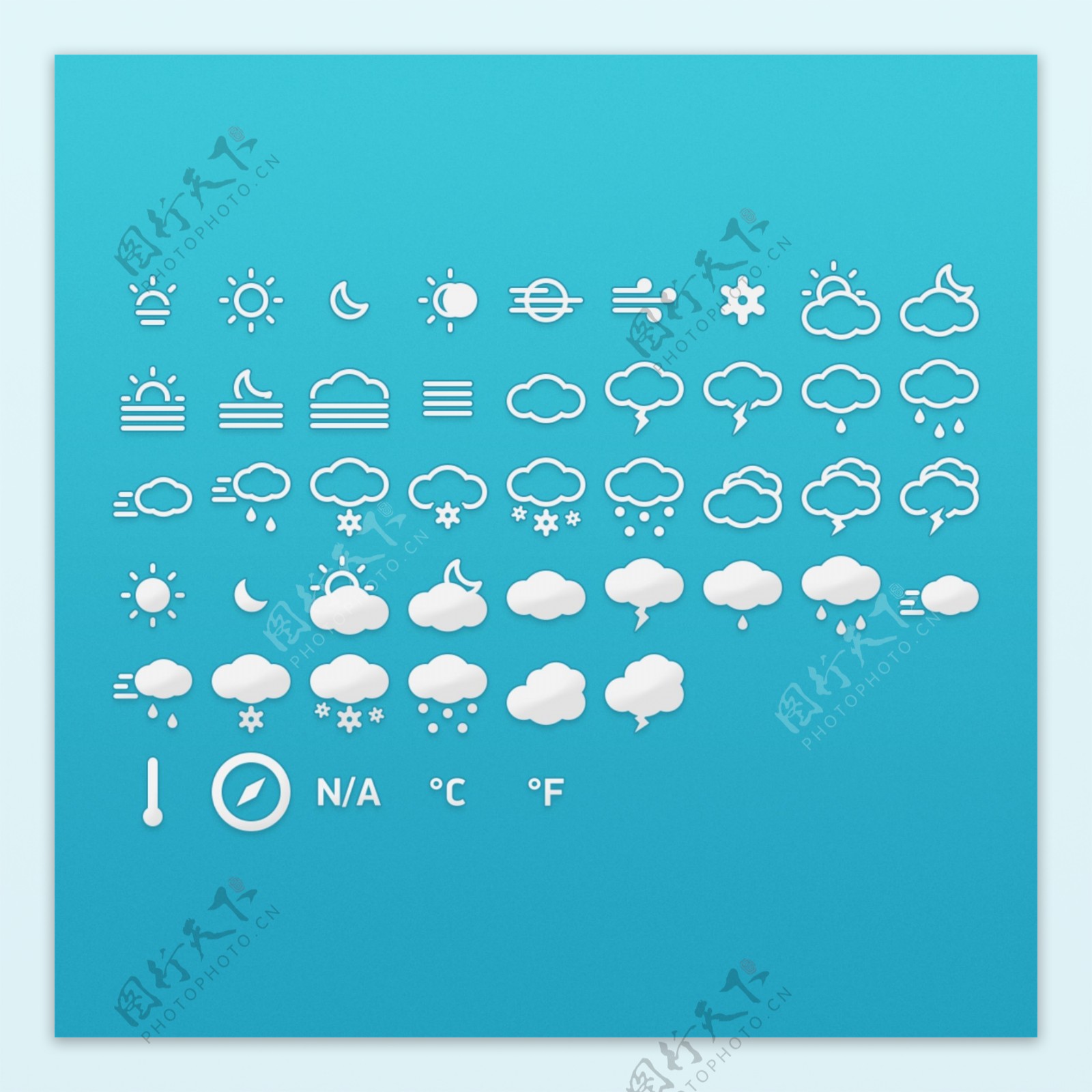 网页UI线条天气控件icon图标集