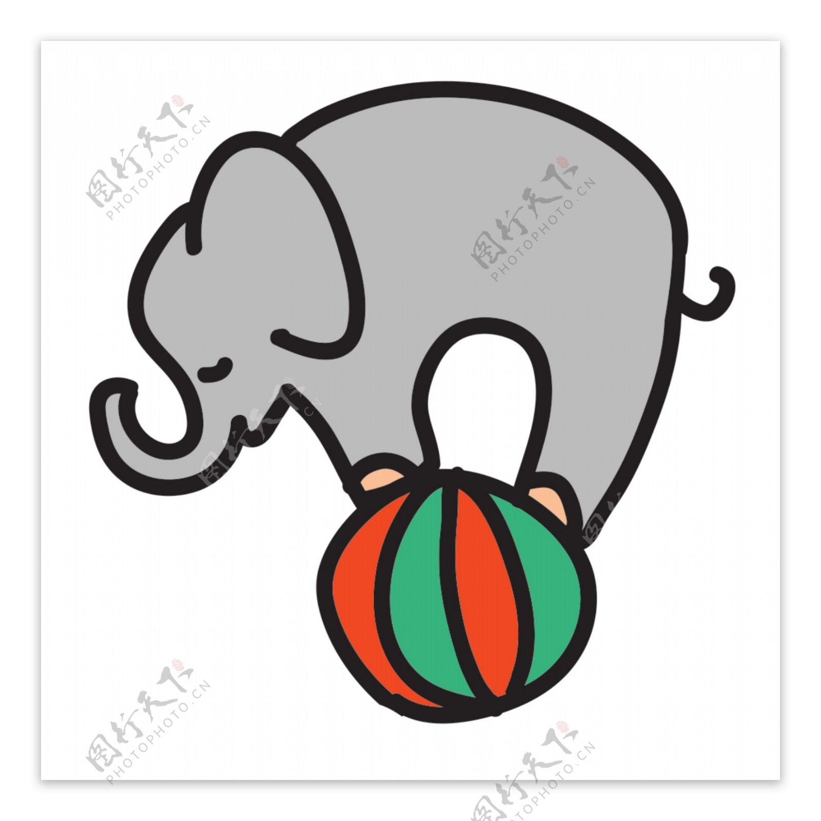 大象玩皮球icon图标设计