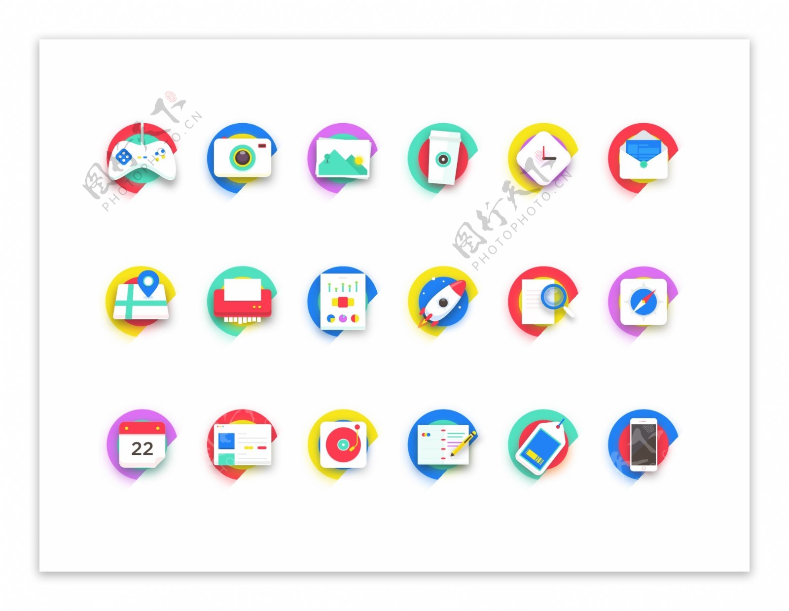 彩色扁平网页icon图标设计