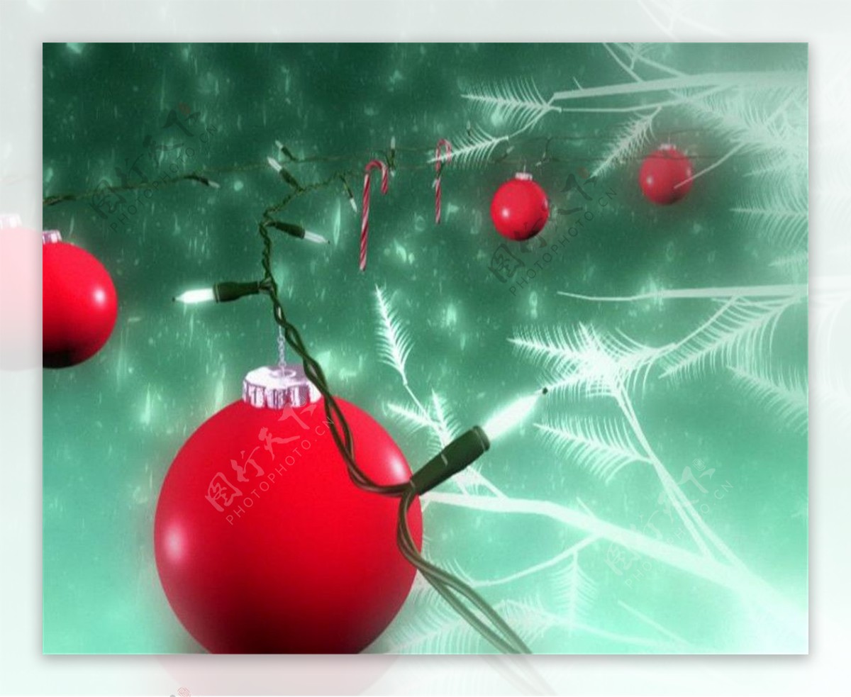 清新圣诞节红色彩球装饰视频素材