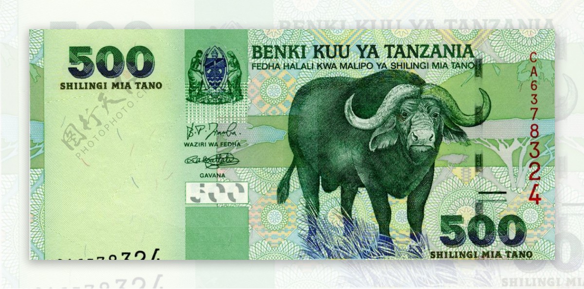 外国货币非洲国家坦桑尼亚货币纸币高清扫描图