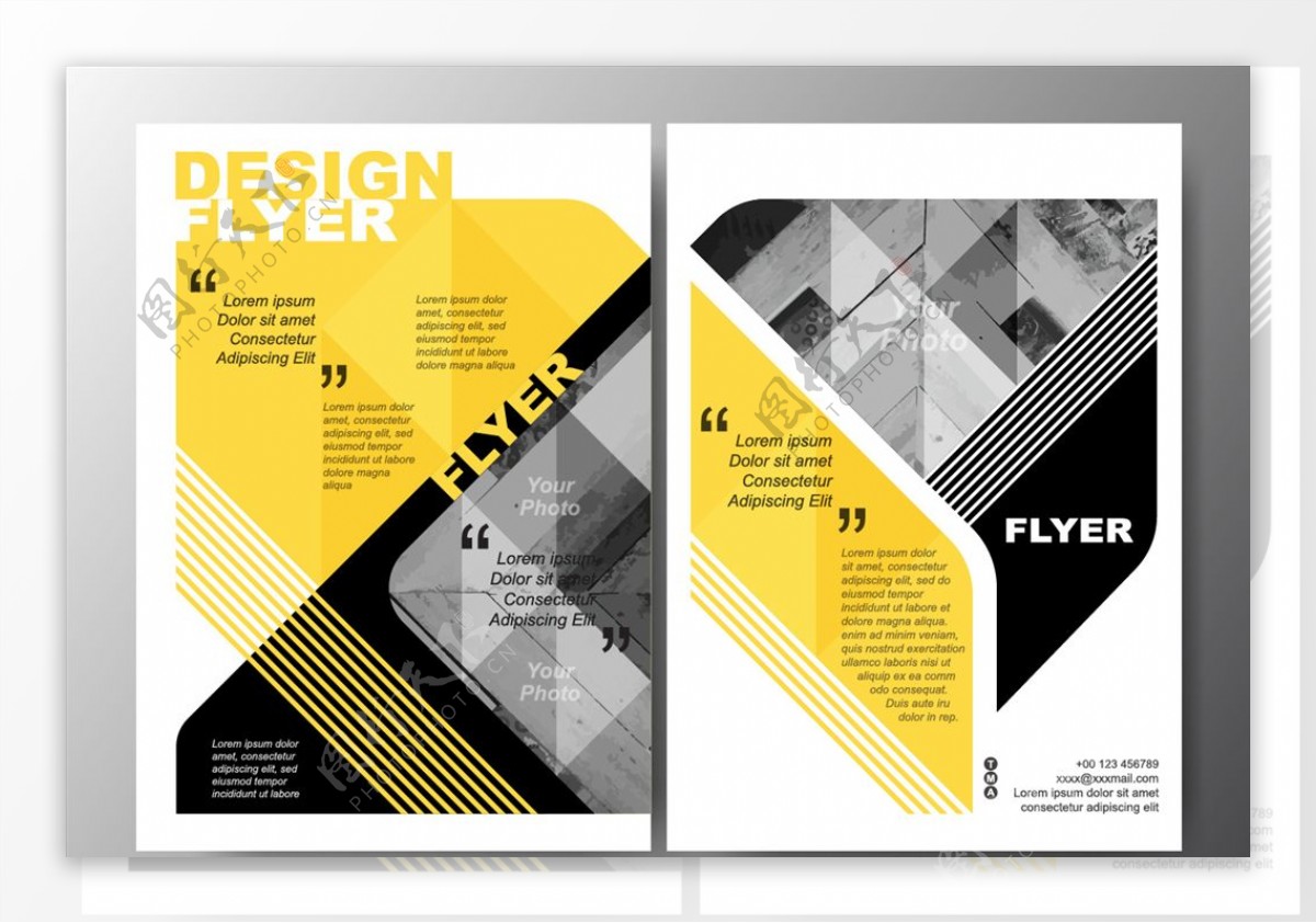 黄色创意商业画册模板矢量素材