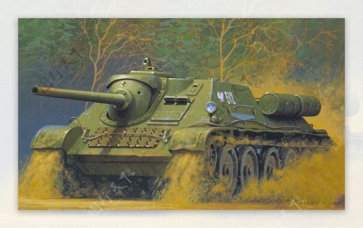 苏联SU85坦克歼击车绘画