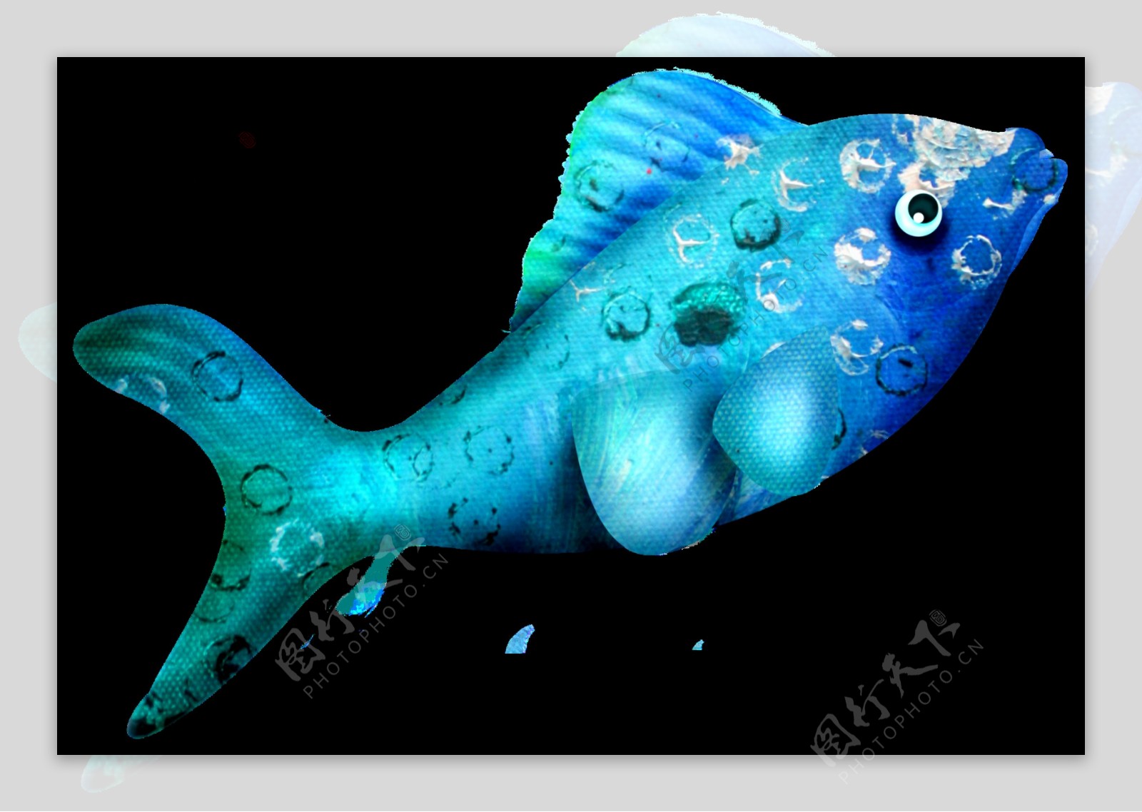 唯美彩绘深海鱼png透明素材