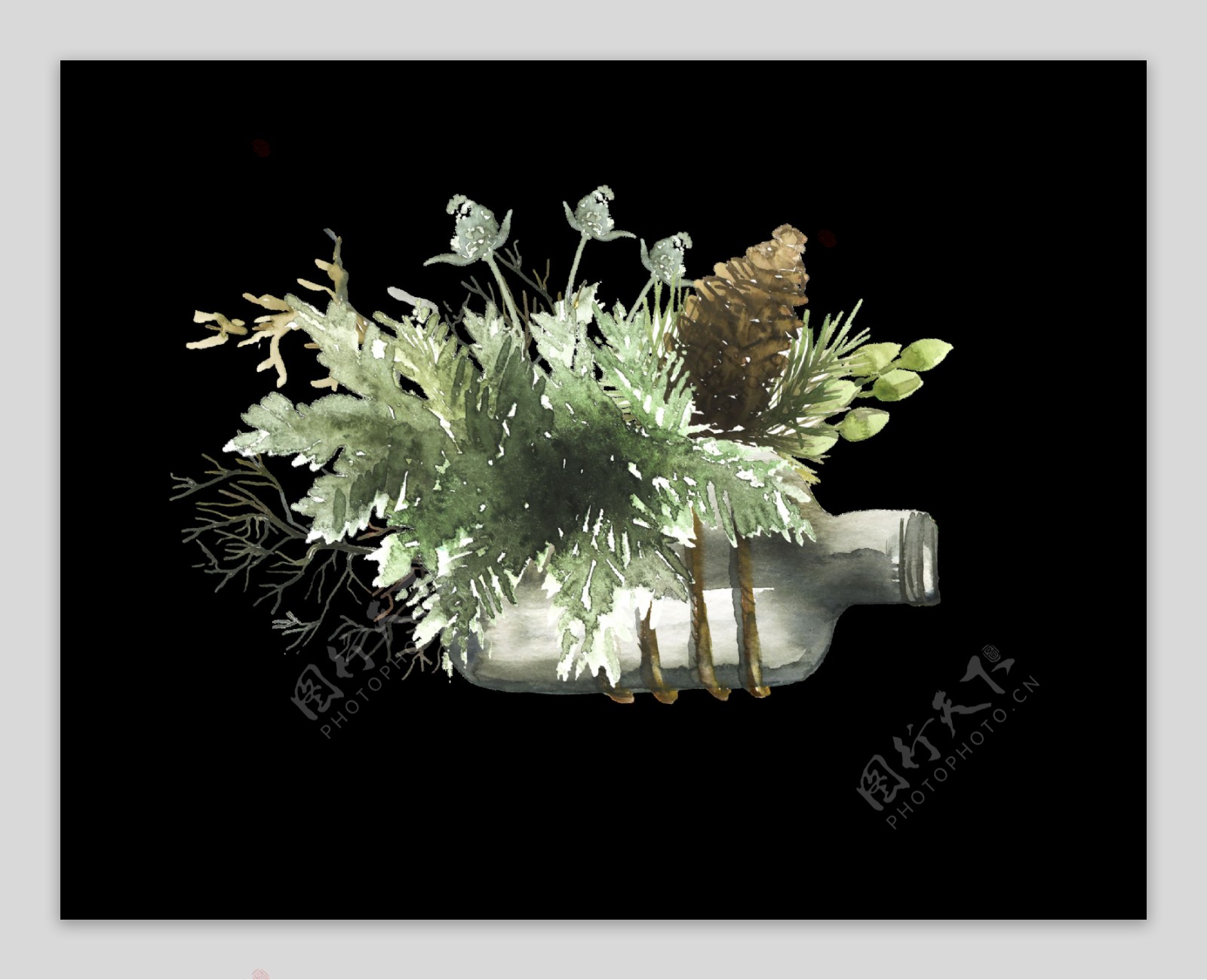 手绘艺术观赏性花束png透明素材