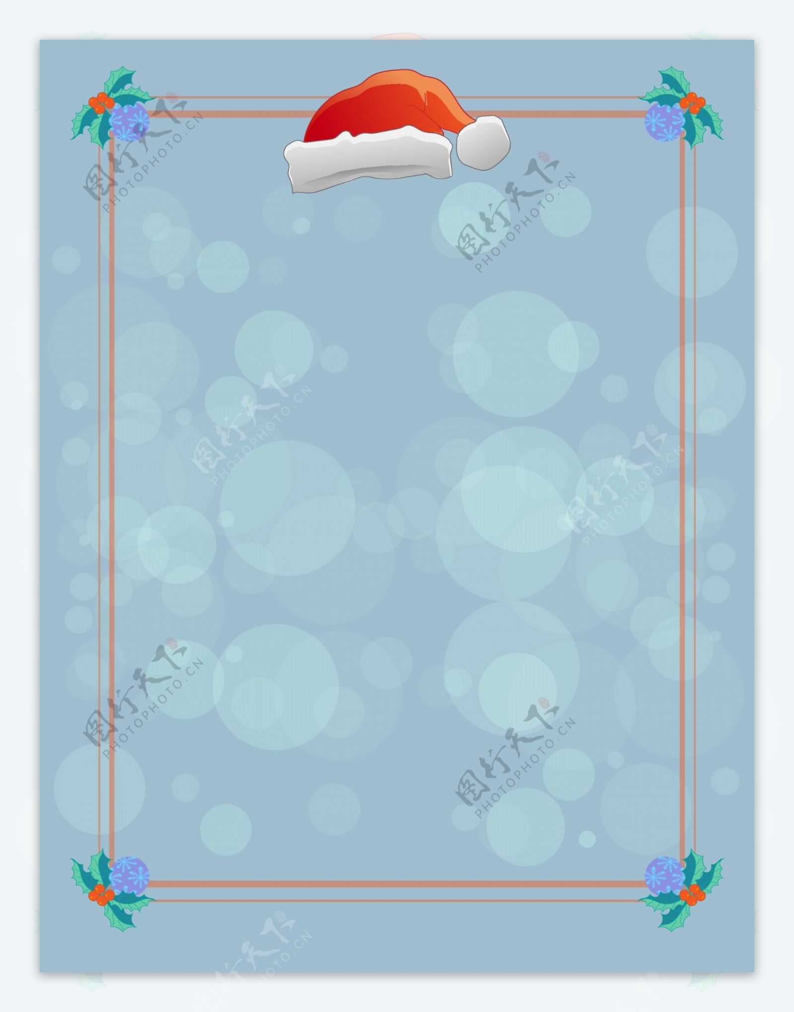 矢量卡通圣诞帽子边框背景素材