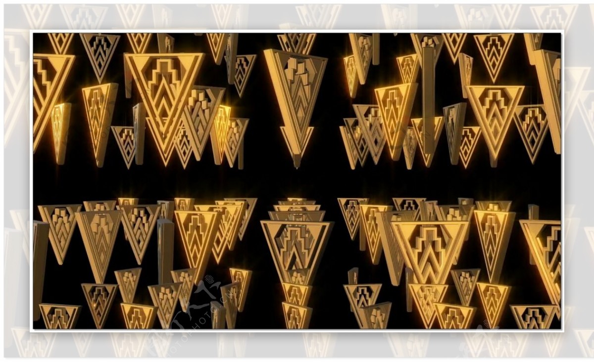 金色镂空三角形坠落视频素材