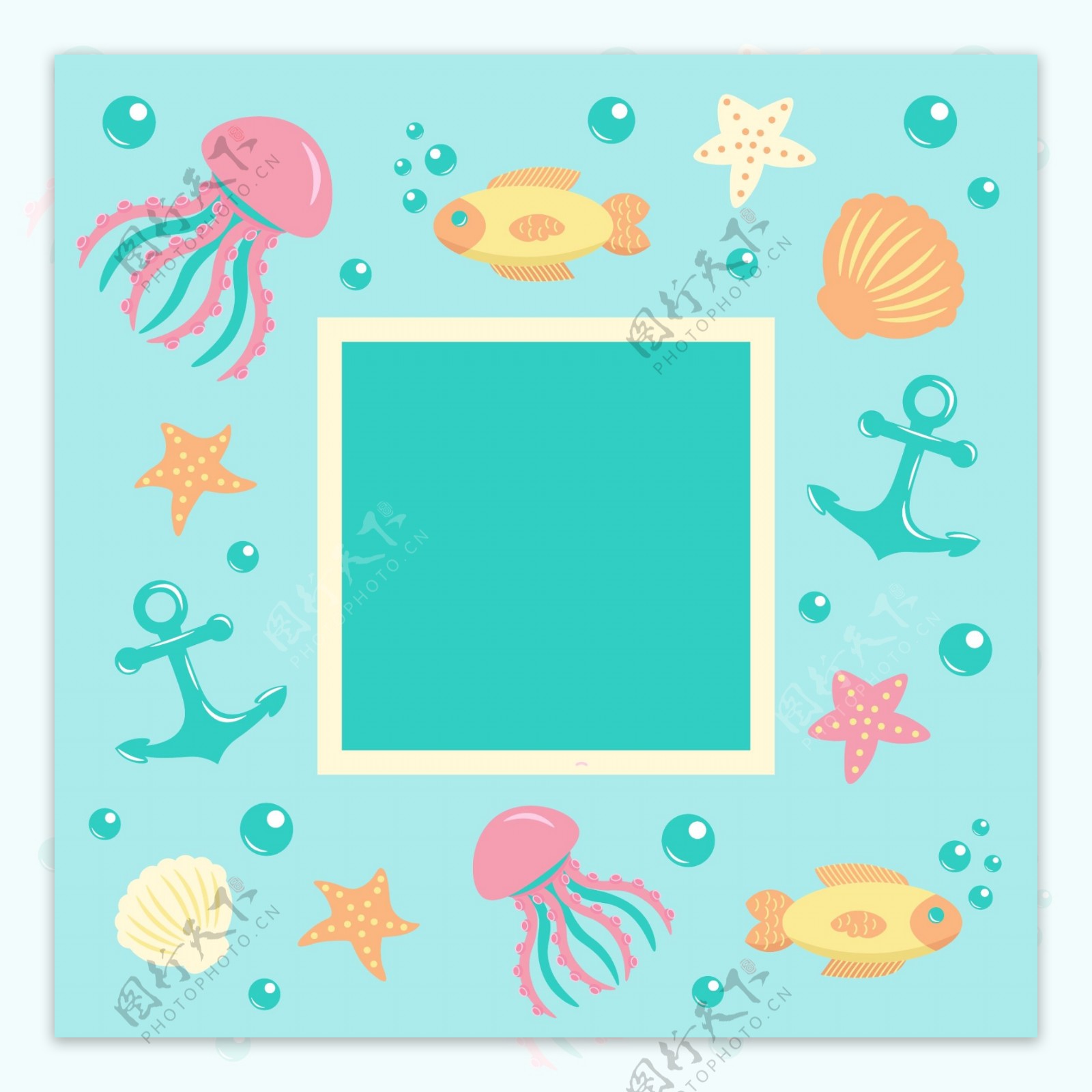 海洋动植物海报背景矢量
