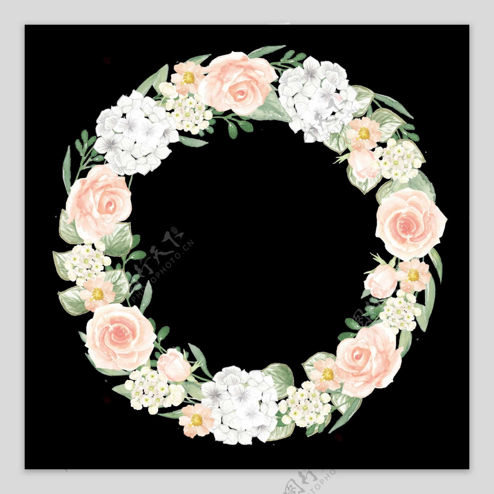 清新花团锦簇透明装饰图案
