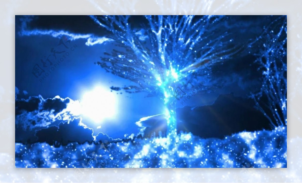 精灵树蓝色树生长舞台晚会背景光效