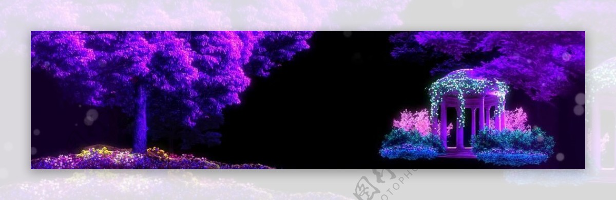 紫色梦幻森林蝴蝶3D