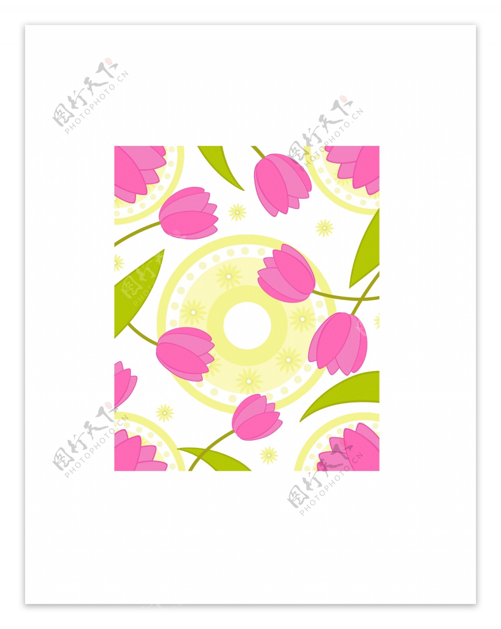 手绘粉色郁金香矢量素材装饰图案