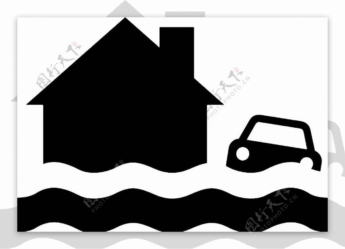 房子汽车洪水图标洪水免抠png透明素材