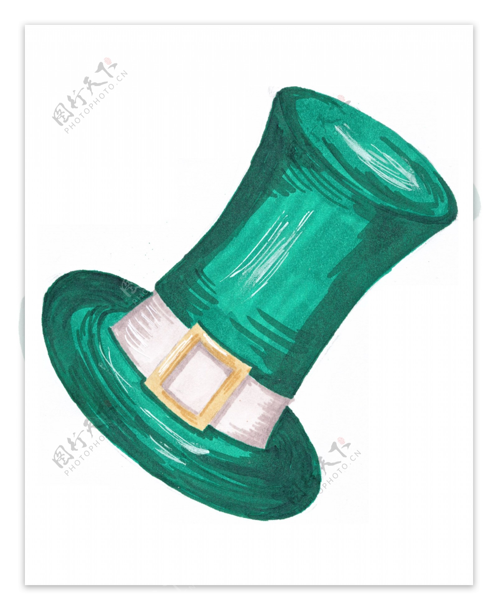 绿色礼帽透明装饰素材