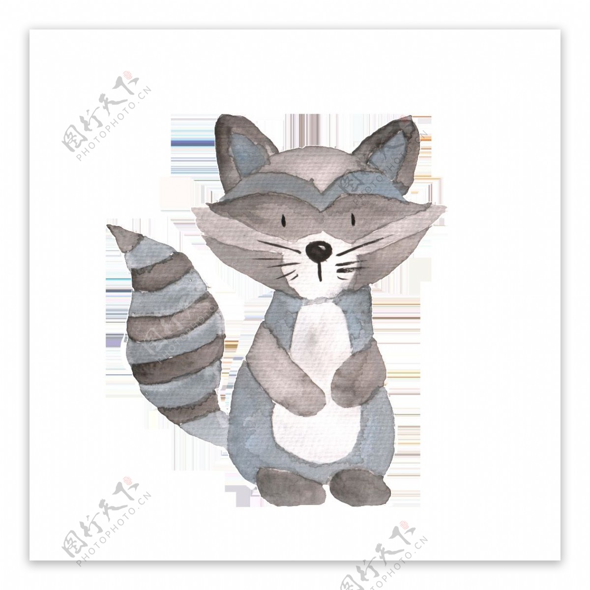 灰色小狐狸插画卡通装饰素材