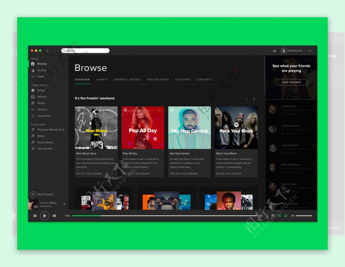 Spotify音乐应用桌面sketch