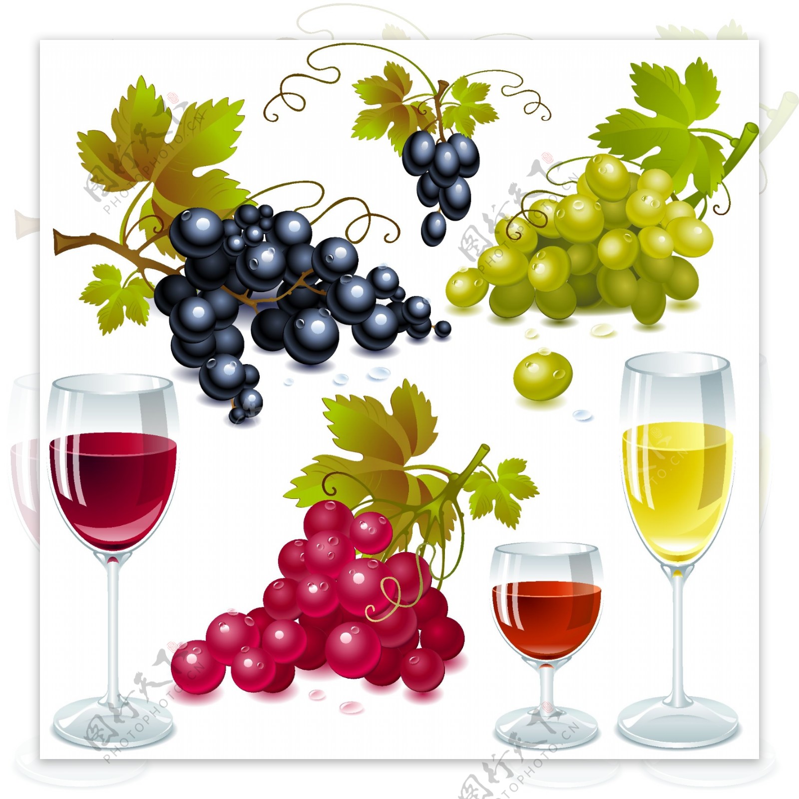 彩色葡萄红酒杯海报设计素材