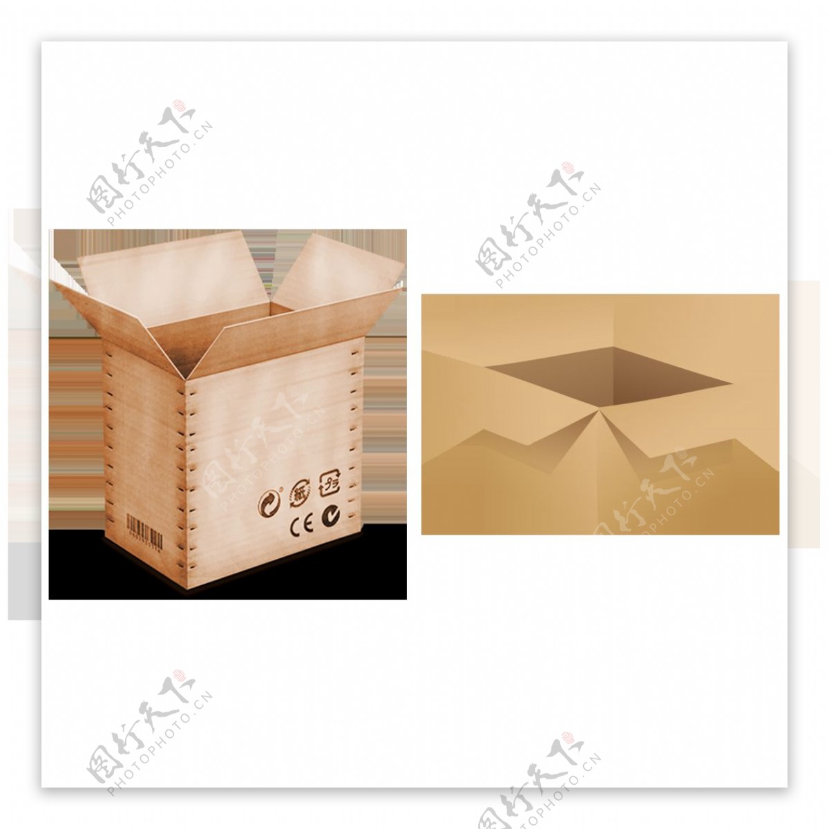 长方形牛皮纸箱免抠png透明图层素材
