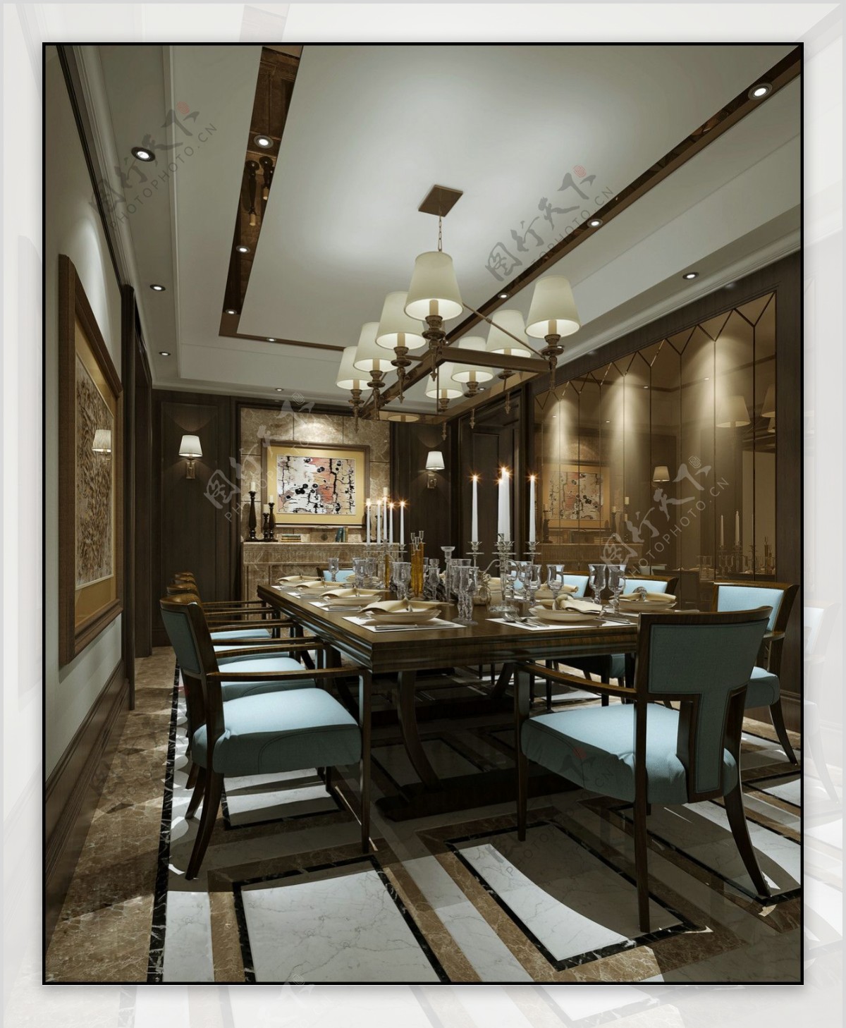 美式别墅餐厅装修效果图