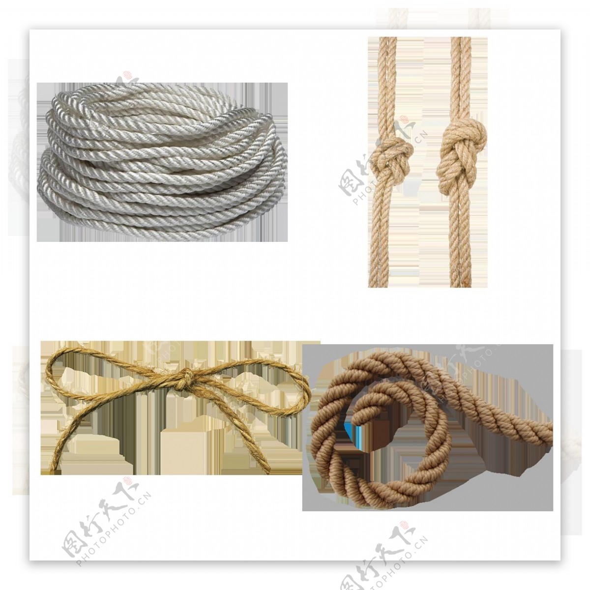 四种形态的绳索免抠png透明图层素材
