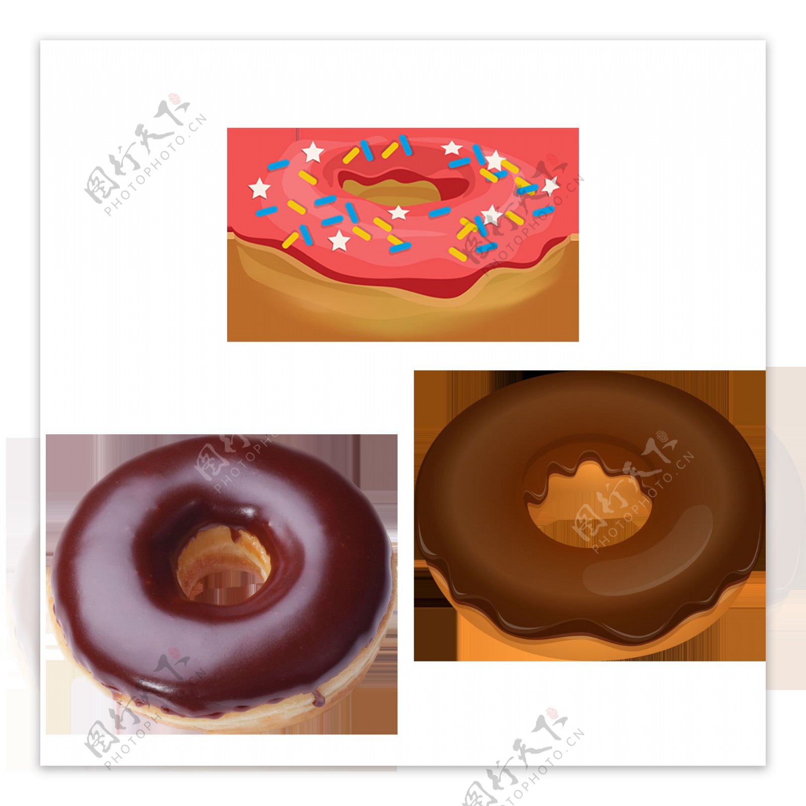 巧克力甜甜圈免抠png透明图层素材