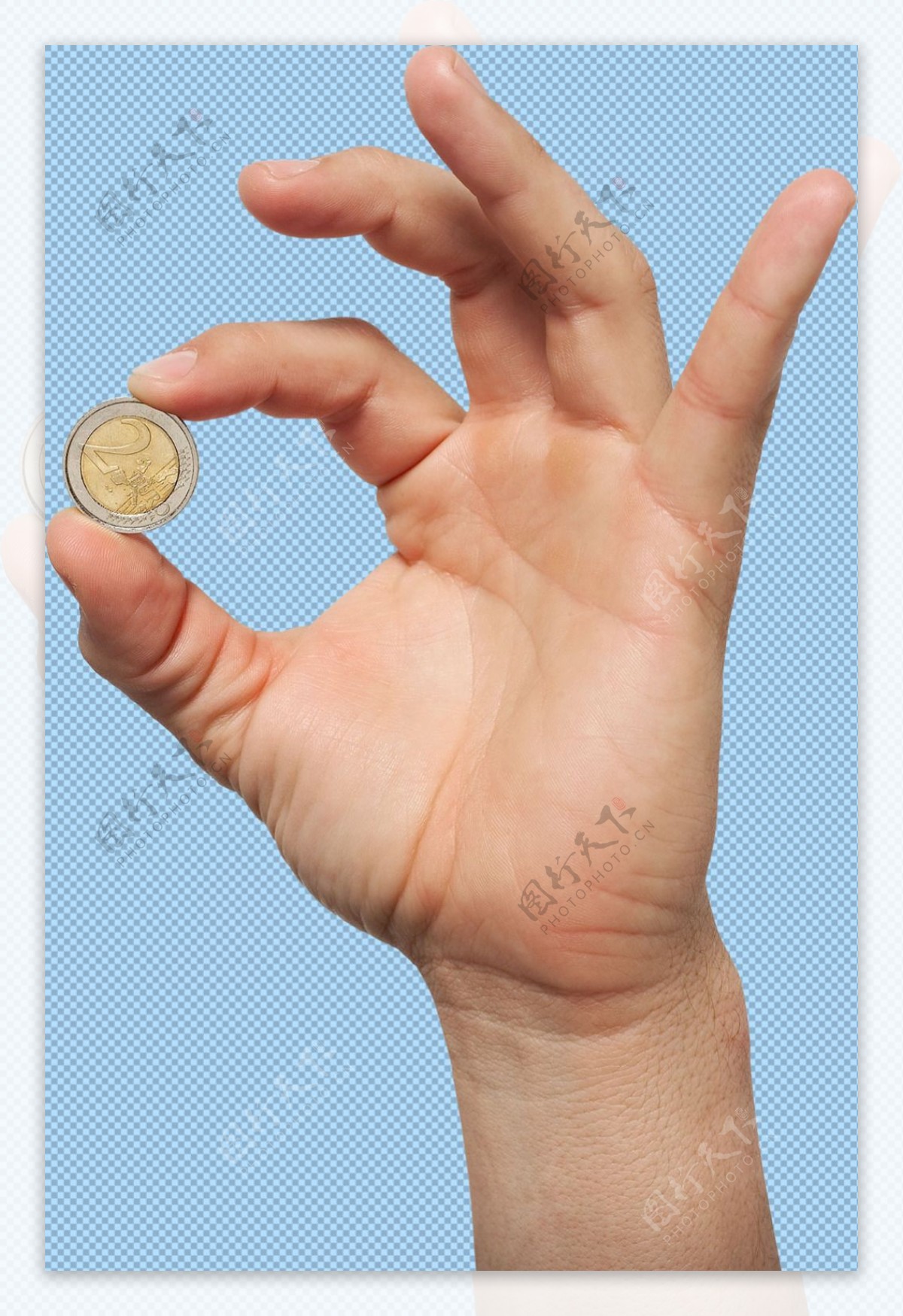 手拿硬币免抠png透明图层素材