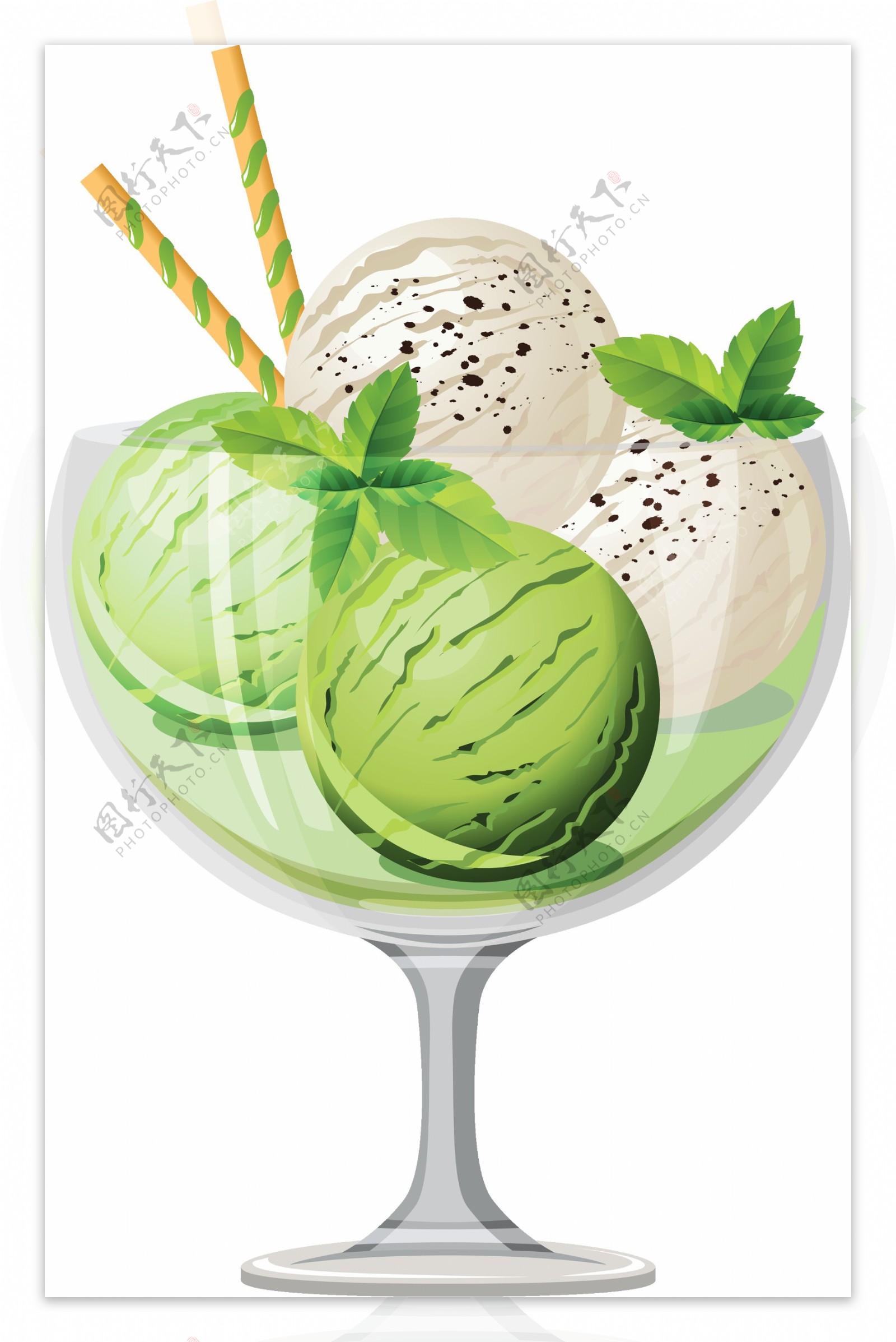 绿色冰淇淋免抠png透明图层素材