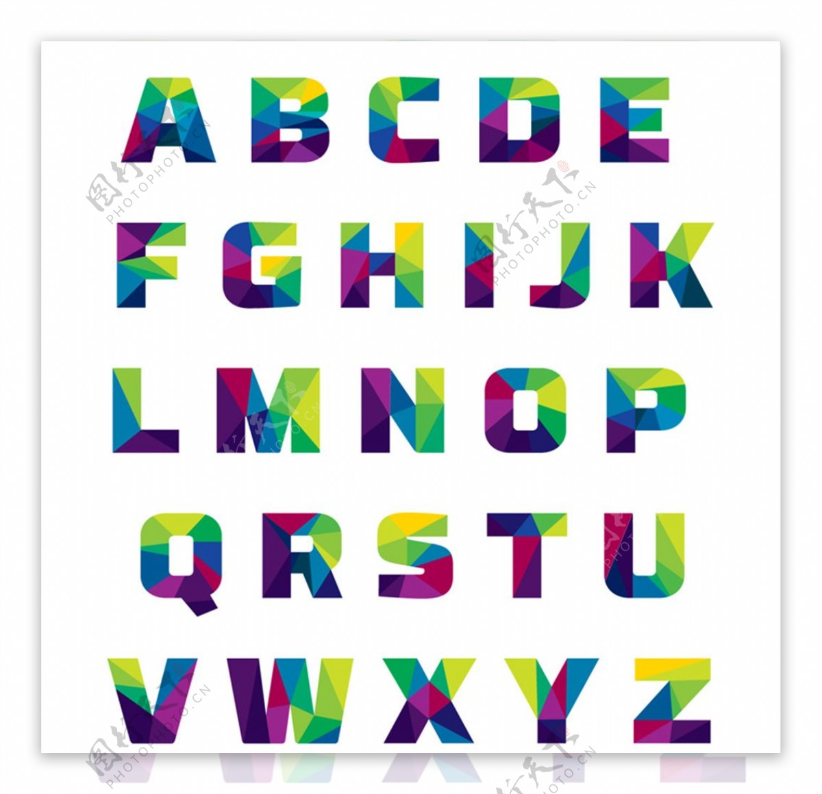 26个抽象拼色字母设计矢量素材