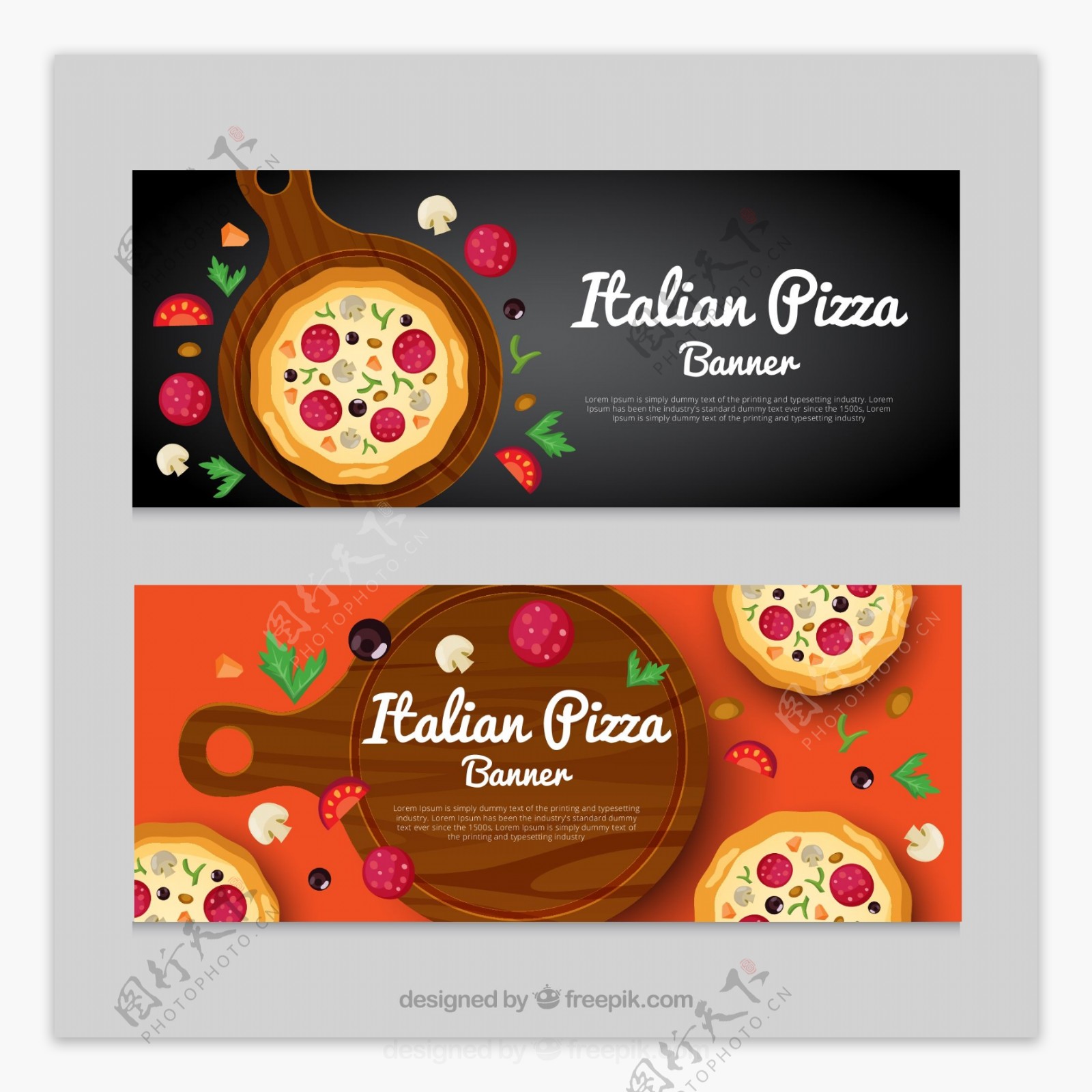 2款创意意大利披萨banner矢量图