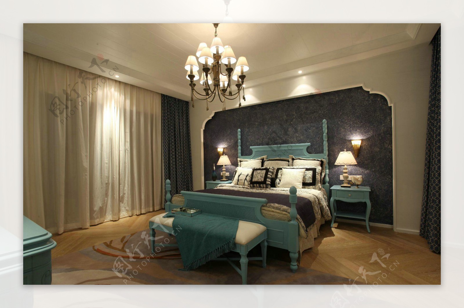 欧式风格复古贵族卧室设计展示图