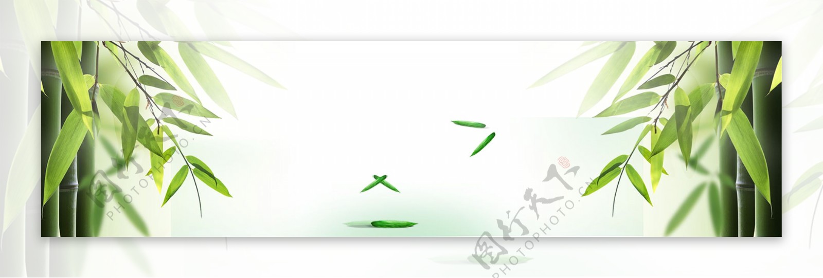 绿色竹叶banner背景