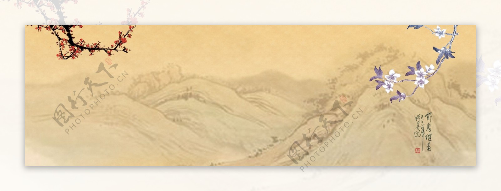 中国风桃花花纹背景图