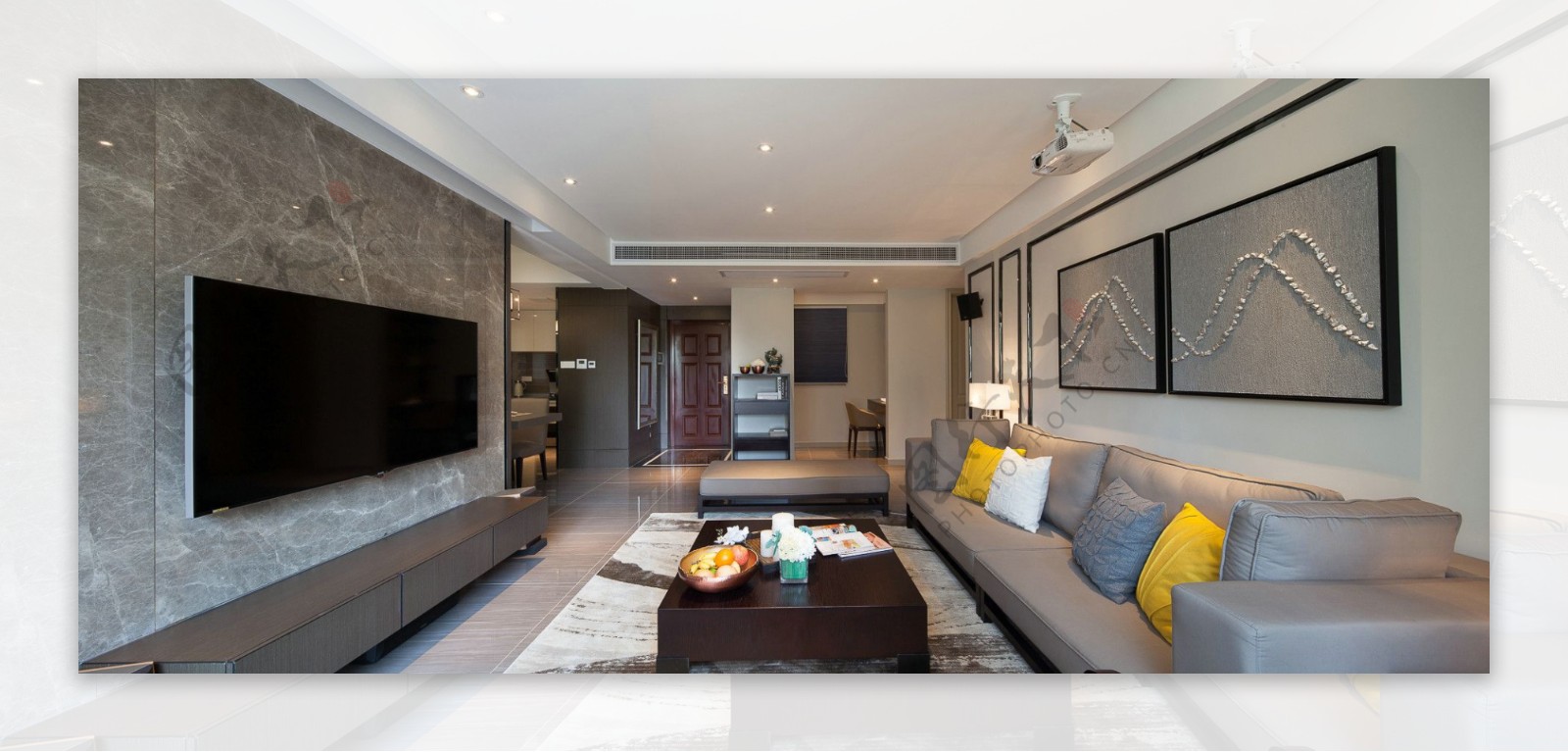 现代时尚典雅客厅纯色沙发室内装修效果图