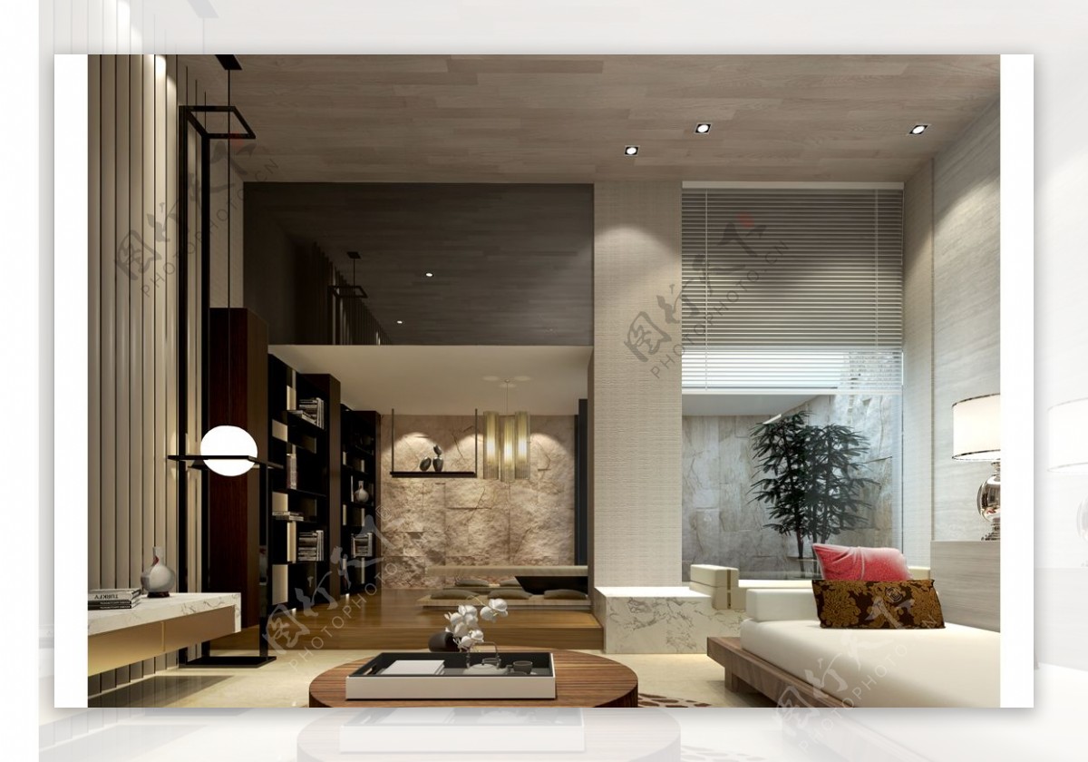 中式时尚客厅白色布艺沙发室内装修效果图