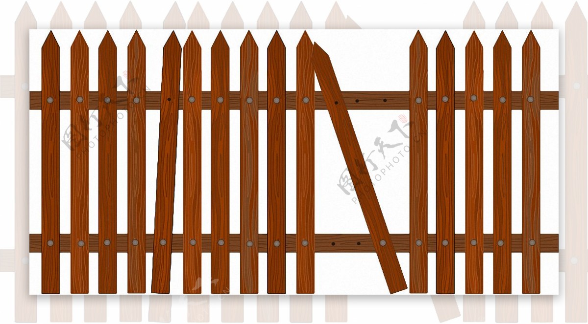 棕色木栅栏免抠png透明素材