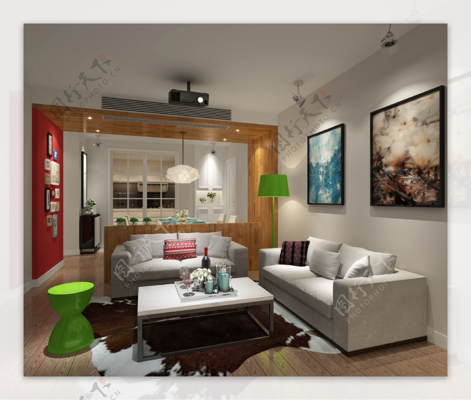 现代家居客厅沙发实景图