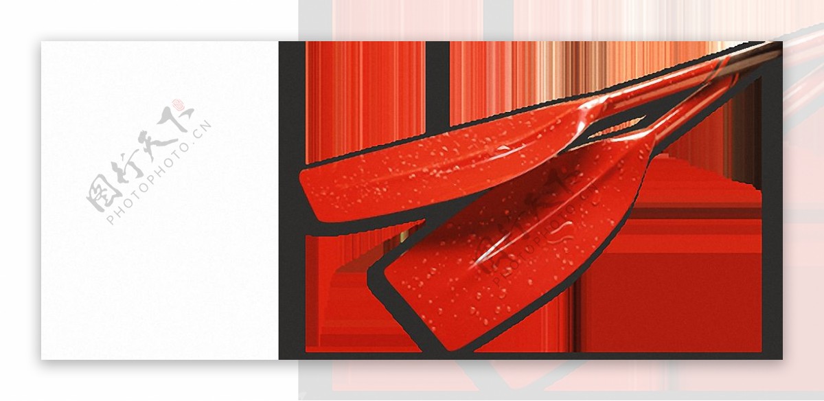 红色赛艇运动船桨免抠png透明素材