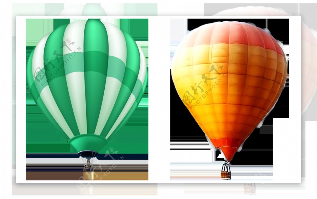 两种热气球免抠png透明图层素材