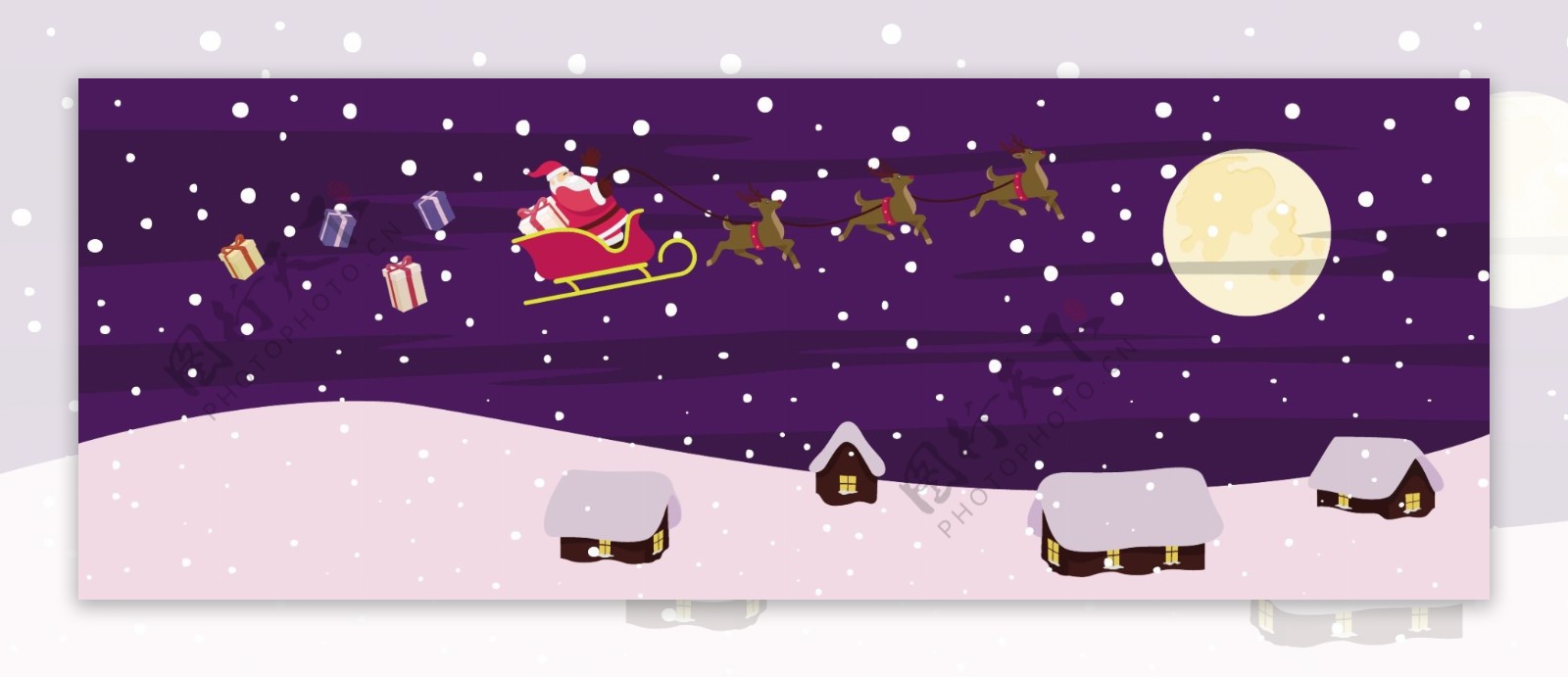 紫色圣诞雪地banner背景图