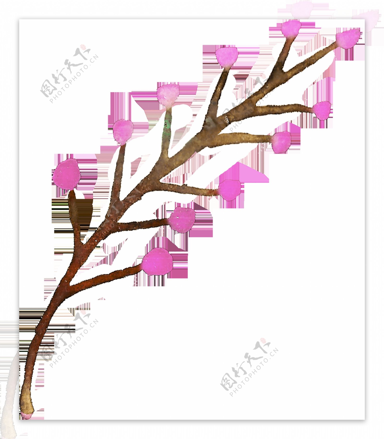 粉色少女植物卡通透明装饰素材