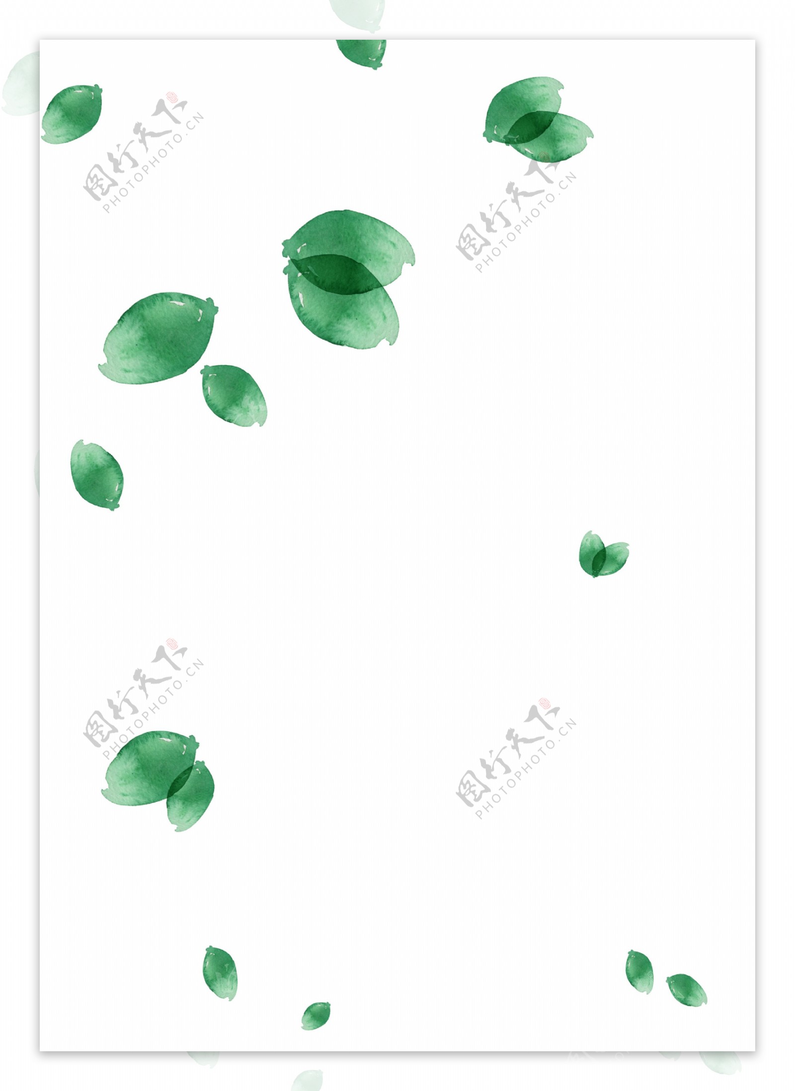 创意绿色彩绘叶子png元素素材