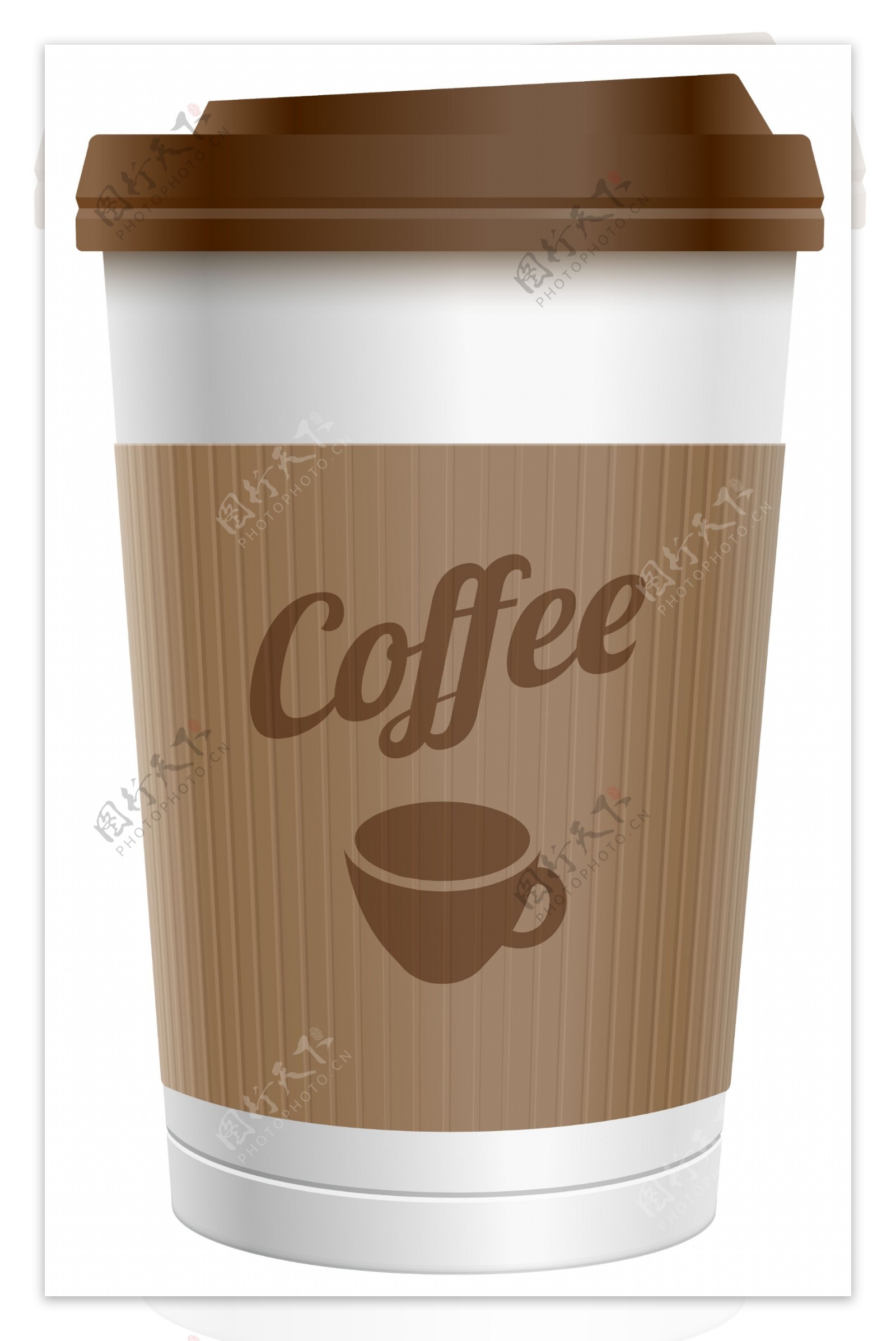 褐色纸杯咖啡免抠psd透明素材