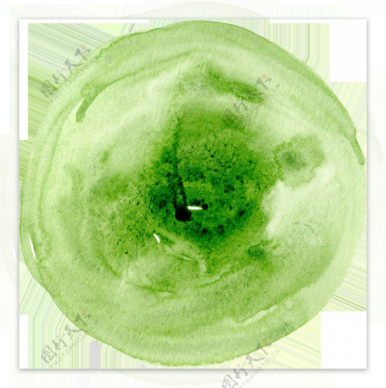 森系翠绿圆盘透明素材