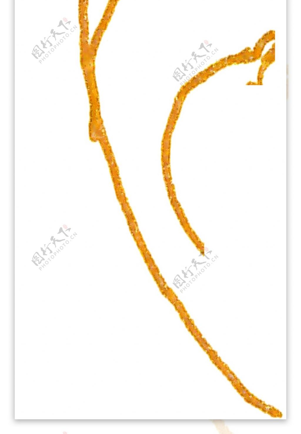 棕黄桃枝卡通透明素材