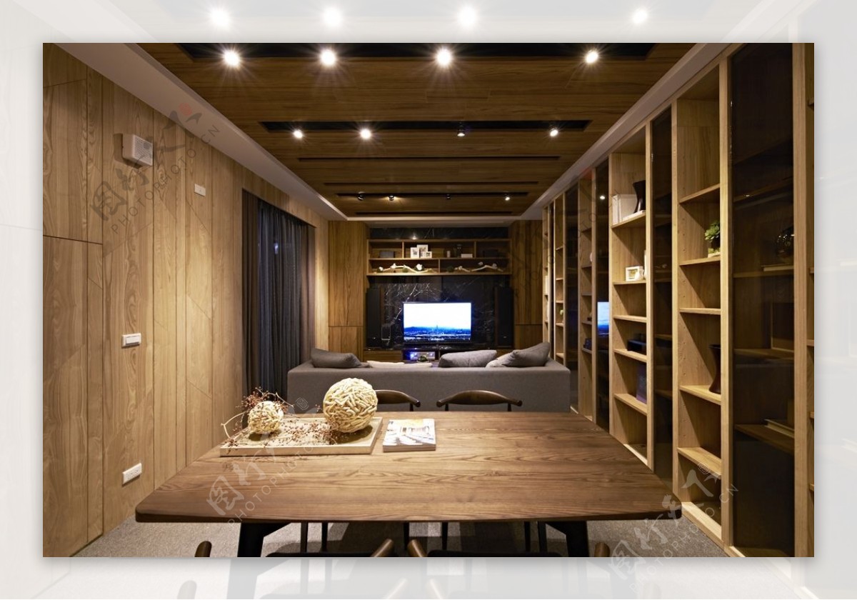 现代木制家具客厅室内装修效果图